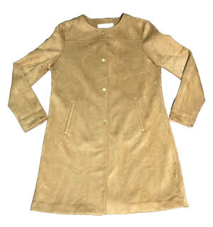 Marc New York Andrew Marc Collarless Tan Coat Metal Snap Buttons - Size M